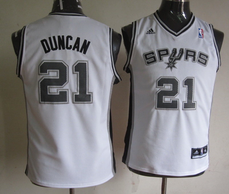  NBA Kids San Antonio Spurs 21 Tim Duncan New Revolution 30 Swingman Home White Youth Jersey